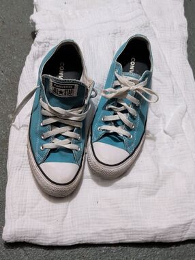 Converse low top sneakers in teal and white
